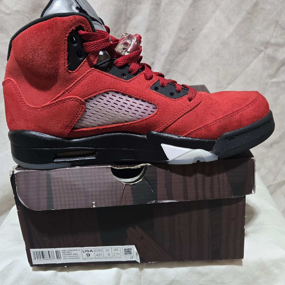 🔥 Air Jordan 5 Raging Bull Red Suede (2021) | Size 9 | OG Box | Shrink Wrapped - Picture 2 of 10